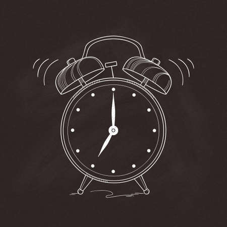 古い昔ながらの目覚まし時計手黒板テクスチャを描きのイラスト素材 ベクタ Image