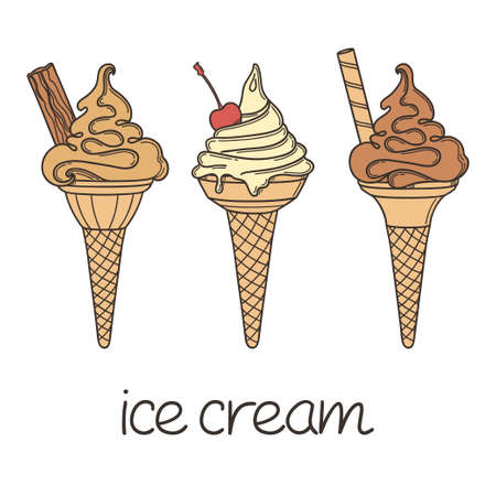 手書きソフトのセットは アイス クリーム コーンを提供します 人生はアイスクリームのレタリングとのより良い のイラスト素材 ベクタ Image 手書きソフトのセットは アイス クリーム コーンを提供します 人生はアイスクリームのレタリングとのより良い のイラスト素材 ベクタ Image