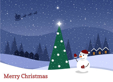 cartoon flat vector illustration starry christmas night and happy snowman stock vector 91589350 - Starry Christmas cartoon flat vector illustration starry christmas night and happy snowman stock vector 91589350 - Starry Christmas