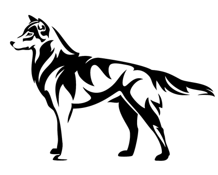 Stehende Wolf Seitenansicht Schwarz Weiss Vektor Illustration Lizenzfrei Nutzbare Vektorgrafiken Clip Arts Illustrationen Image 84666417