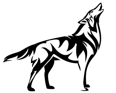 Heulender Wolf Design Black And White Tierkopf Umrissvektor Lizenzfrei Nutzbare Vektorgrafiken Clip Arts Illustrationen Image 42063121