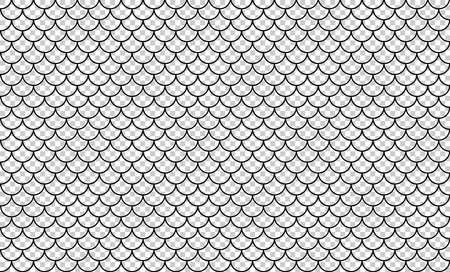 Zeer fijne tekeningen van visschubbenpatroon geïsoleerd op transparante achtergrond, tegelpatroonlijn, zeemeerminstaartpatroonraster voor decoratie Stockfoto