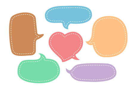 Speech bubble chat pastel color and cute heart shape, balloon speech for dialog box, speech bubble frame for text title discussion Фото со стока
