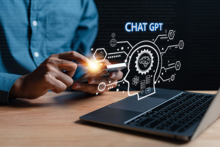 Businessman using chatbot in computer smart intelligence Ai.Chat GPT Chat with AI Artificial Intelligence, developed by OpenAI generate. Futuristic technology, robot in online system.