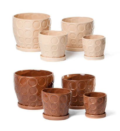 Set di vasi in ceramica per piante da interno su sfondo bianco ... Vasi da interno in ceramica