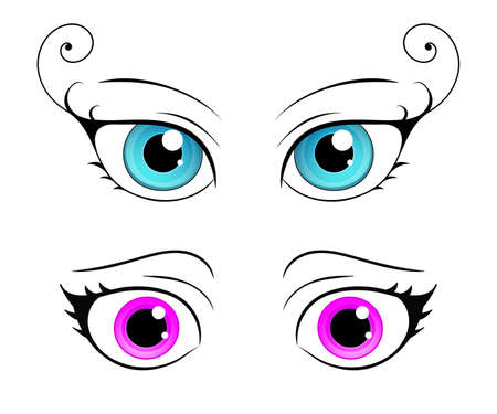 緑赤と紫の色のアニメの目のイラスト素材 ベクタ Image