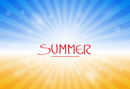 太陽の光青空とオレンジの晴れ イラスト ベクトルと夏の背景のイラスト素材 ベクタ Image