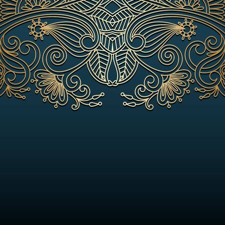 Vector Vintage Floral Dekorative Ornamente Fur Design Einladungskarte Broschure Drucken Gold Und Blau Lizenzfrei Nutzbare Vektorgrafiken Clip Arts Illustrationen Image 75970301