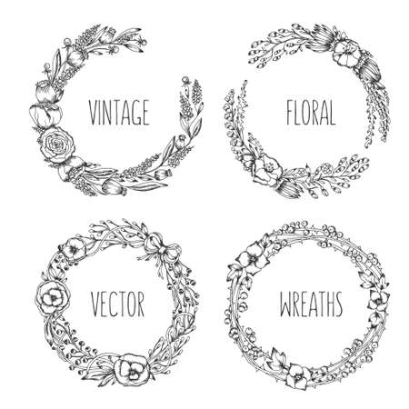 ビンテージの花輪 トレンディなかわいい花フレームのコレクションです 結婚式のカード 印刷 装飾 グリーティング カードのグラフィック デザイン要素です 手描き丸のイラスト セットです のイラスト素材 ベクタ Image ビンテージの花輪 トレンディなかわいい花フレームのコレクションです 結婚式のカード 印刷 装飾 グリーティング カードのグラフィック デザイン要素です 手描き丸のイラスト セットです のイラスト素材 ベクタ Image