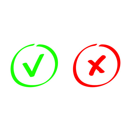 Tick And Cross. Test. Choice. Approved Tick And Rejected Cross. Voting  Button. Green And Red Check Marks. Hand Drawn Vector Signs. Royalty Free  SVG, Cliparts, Vetores, e Ilustrações Stock. Image 88027210.