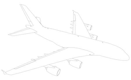 ワイヤー フレームの飛行機の図面 平面図です 白い背景上に分離 3 D ベクター イラスト描画のイラスト素材 ベクタ Image