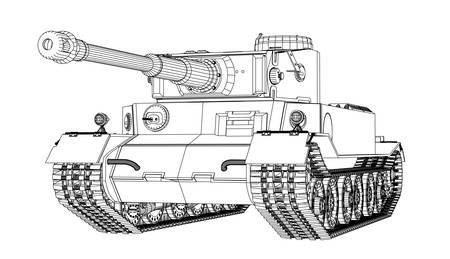 Blueprint of realistic tank. vector eps10 format, rendering of 3d