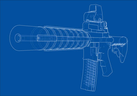blue outline rifle weapon design clip art preview