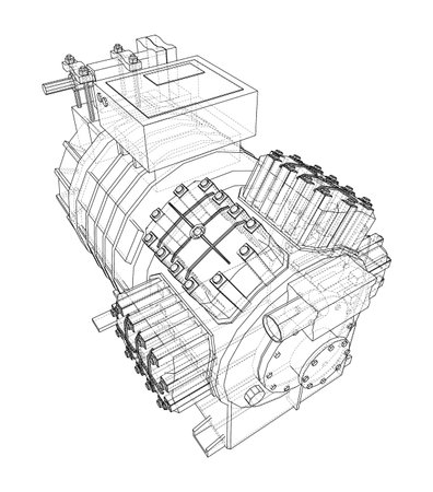 outline compressor machine, technical drawing clip art preview