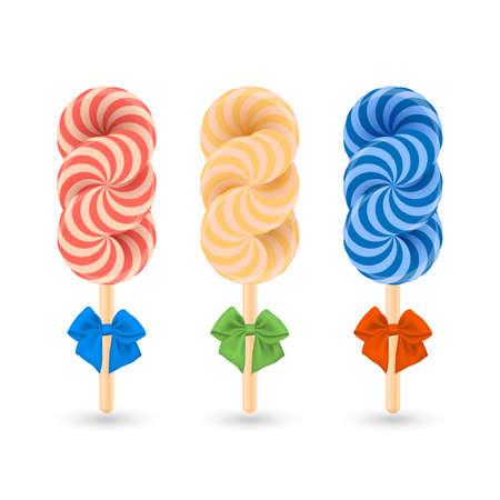 キャンディを設定します キャラメルを旋回します 綿飴 甘いロリポップ 3 D ベクトルのアイコン のイラスト素材 ベクタ Image キャンディを設定します キャラメルを旋回します 綿飴 甘いロリポップ 3 D ベクトルのアイコン のイラスト素材 ベクタ Image