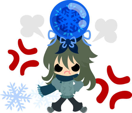 冬と神秘的なクリスタル 女の子のかわいいイラスト のイラスト素材 ベクタ Image