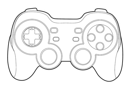 白 Bakcground ベクター イラスト に黒のアウトライン ゲームパッドのイラスト素材 ベクタ Image