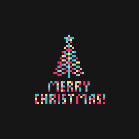 Pixel Bright Christmas Tree Vector Stock Pixel Bright Christmas Tree Vector Stock