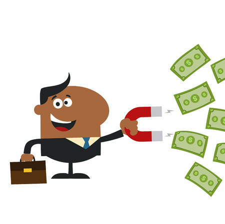 Money Flat デザイン イラスト白で隔離を引き付ける磁石を用いた幸せのマネージャー のイラスト素材 ベクタ Image