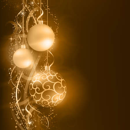 border with golden desaturated christmas balls hanging over a golden wavy pattern with stars and - Festive Pictures border with golden desaturated christmas balls hanging over a golden wavy pattern with stars and - Festive Pictures