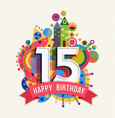 Joyeux Anniversaire Seize De 16 Ans Fun Fete Carte De Voeux Avec Le Numero L Etiquette De Texte Et Un Design De La Geometrie Vecteur Eps10 Clip Art Libres De Droits Vecteurs