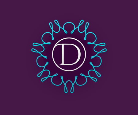 Monogram Design Template With Letter In Vector Premium Elegant Quality Turquoise On Violet White