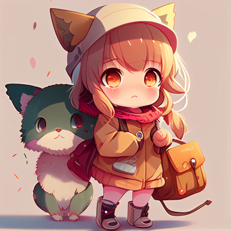 Mädchenfigur Im Anime-Chibi-Stil. Generative KI. Lizenzfreie Fotos ..., حجم الصورة 450x450