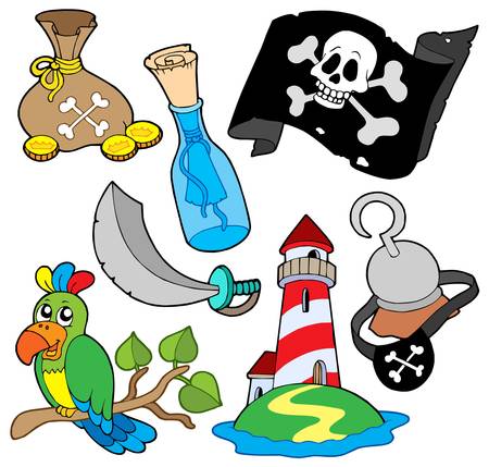 Bag of gold coins: Pirate collection 6 on white background - vector illustration. Hình minh hoạ