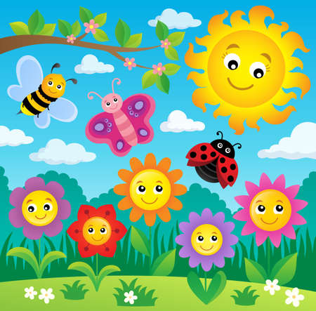 Sun flower: Glückliche Blumen Thema Bild 3 - eps10 Vektor-Illustration.