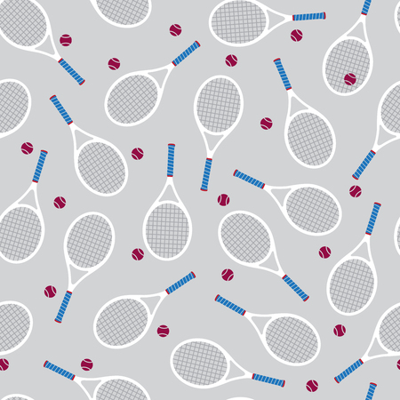 テニスラケットボールベクトルシームレスパターン孤立壁紙背景グレーのイラスト素材 ベクタ Image