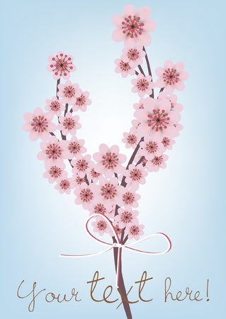 Peach flower: cherry nở thẻ chi nhánh với văn bản Hình minh hoạ