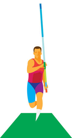 Young athlete is pole vaulter on the track for the running start