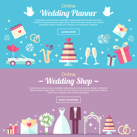 vector vector header and banner design templates for online wedding shop wedding planner or other wedding services flat style