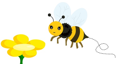 yellow bee flying near yellow flower clip art preview