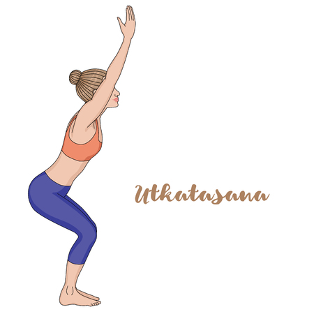 Chair Yoga Pose Utkatasana Vector Illustration Chair Yoga Pose Utkatasana Vector Illustration