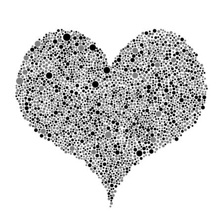 黒い灰色の泡との抽象白の背景にハート あなたの素晴らしいデザインのためのランダムなドット ハートバナー バレンタインデー 愛 のイラスト素材 ベクタ Image
