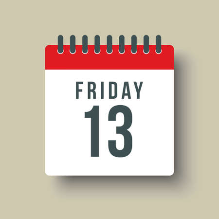 Vector icon calendar - date fraiday 13. square page pictogram symbol of misfortune. vector illustration. date day of month - friday. flat style for web design.