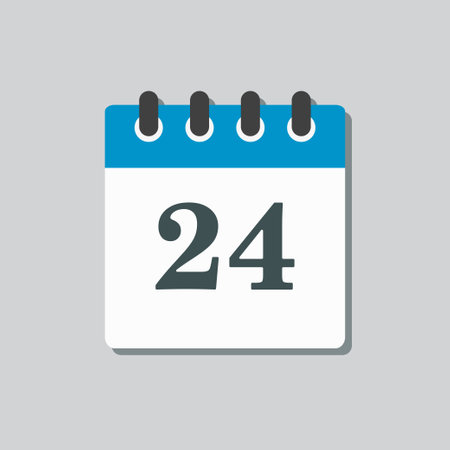 Icon page calendar day 24 date day week sunday monday tuesday wednesday thursday friday saturday empty template for design 24th days of the month vector illustration flat style