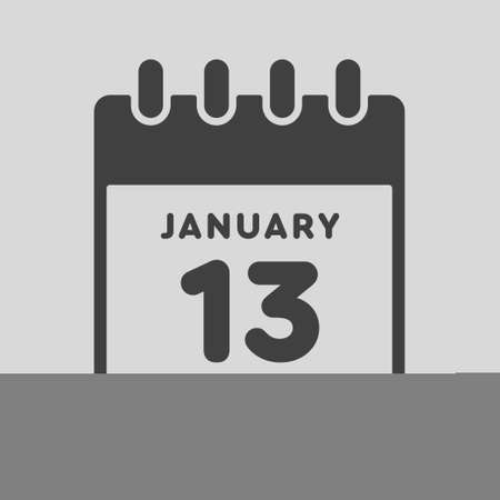 Icon page calendar day - 13 january. date day week sunday, monday, tuesday, wednesday, thursday, friday, saturday. 13th days of the month, vector illustration flat style. winter holidays in january Vector Illustration