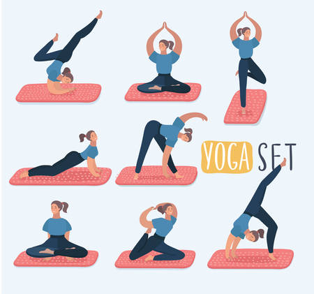 ヨガの異なるポーズでかわいい女の子のベクター イラストです のイラスト素材 ベクタ Image ヨガの異なるポーズでかわいい女の子のベクター イラストです のイラスト素材 ベクタ Image