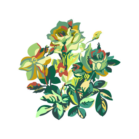 美しい花の花束の花バラとつぼみのベクトル イラストのイラスト素材 ベクタ Image