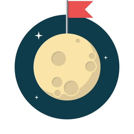 Moon Flat Design Vector Illustration Isolated On White Background Moon Flat Design Vector Illustration Isolated On White Background