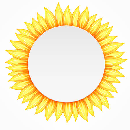 Sun flower: Round-Symbol mit gelben Blütenblatt auf weiß, Vektor-Illustration Illustration