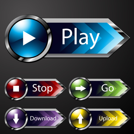 An image of chrome media menu buttons Stock Photo