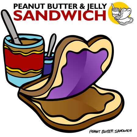 An image of a Peanut Butter Jelly Sandwich. Vector Illustration