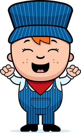 眉根を寄せた女の子列車の車掌の漫画イラスト のイラスト素材 ベクタ Image