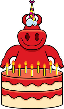誕生日ケーキを持つ悪魔の漫画イラスト のイラスト素材 ベクタ Image 誕生日ケーキを持つ悪魔の漫画イラスト のイラスト素材 ベクタ Image