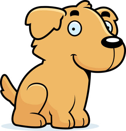 ラブラドル レトリーバー犬のお座りの漫画イラスト のイラスト素材 ベクタ Image 44743557