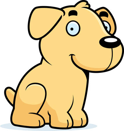 ラブラドル レトリーバー犬のお座りの漫画イラスト のイラスト素材 ベクタ Image