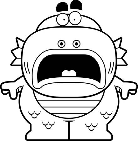 探している魚人の漫画イラストを怖がらせた のイラスト素材 ベクタ Image 42873903